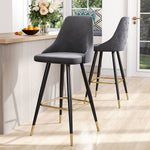 Set Of 2 Modern Upholstered Velvet High Chairs Bar Stools