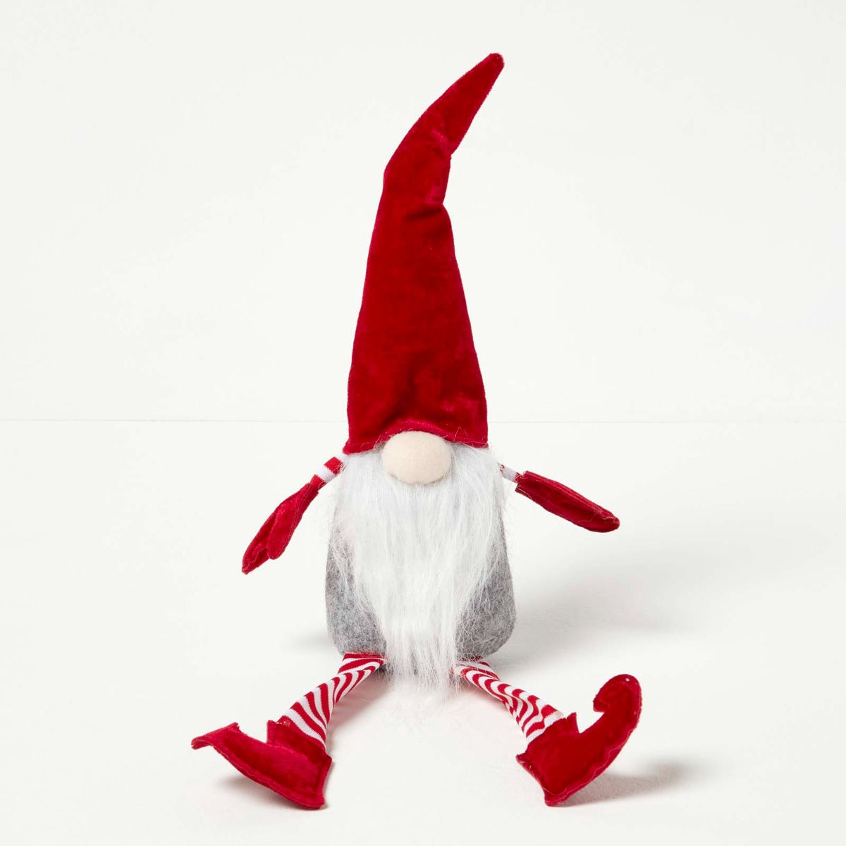 HOMESCAPES Red Sitting Santa Gonk Christmas Decoration