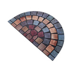 Elegant Tile Effect Halfmoon Doormat | Blue