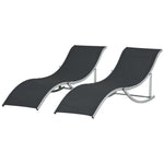 2pcs S-shaped Lounge Chair Foldable Sun Lounger | Black