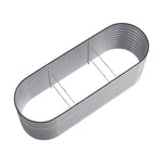 160/240/320cm W X 80cm D X 80cm Height Gardens Plan Oval-shaped Galvanized Steel Raised Garden Bed With Safety Edging & Ground Stakes | Medium | Galvanized Silver