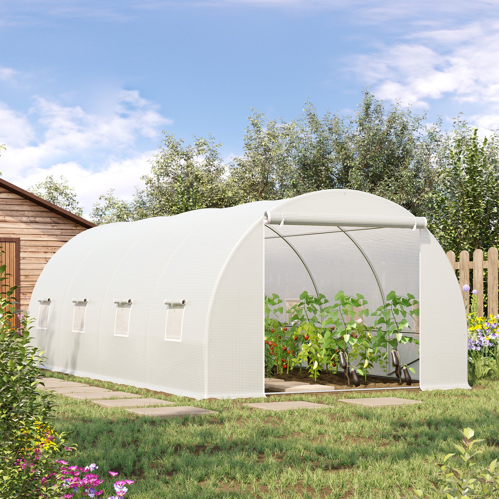 Polytunnel Greenhouse Tent 6x3x2m - White