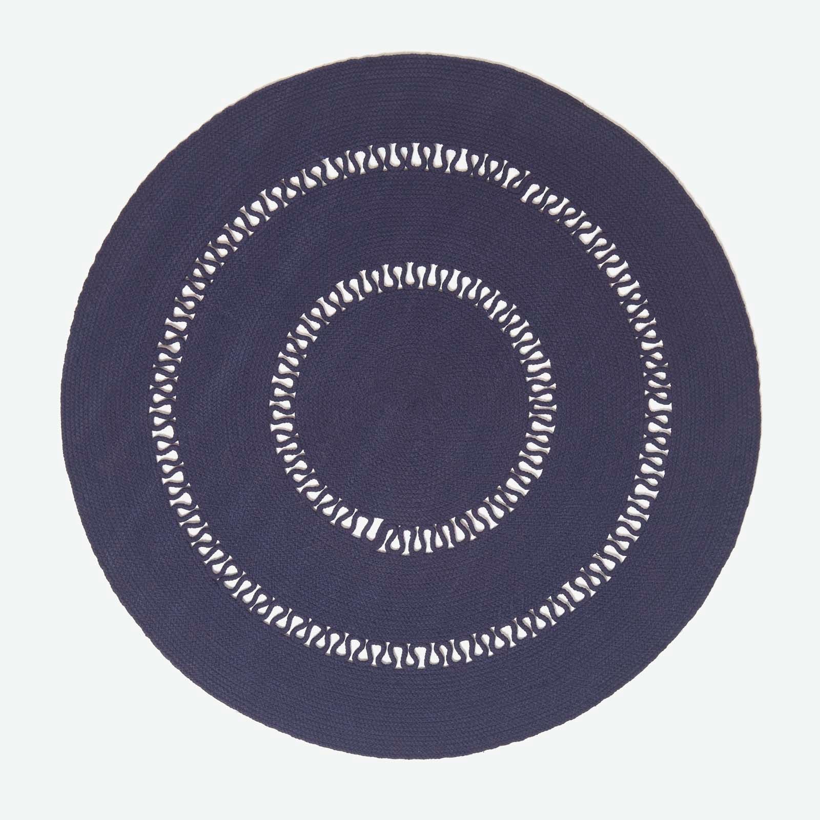 Crochet Braided Round Rug | 120cm | Navy Blue