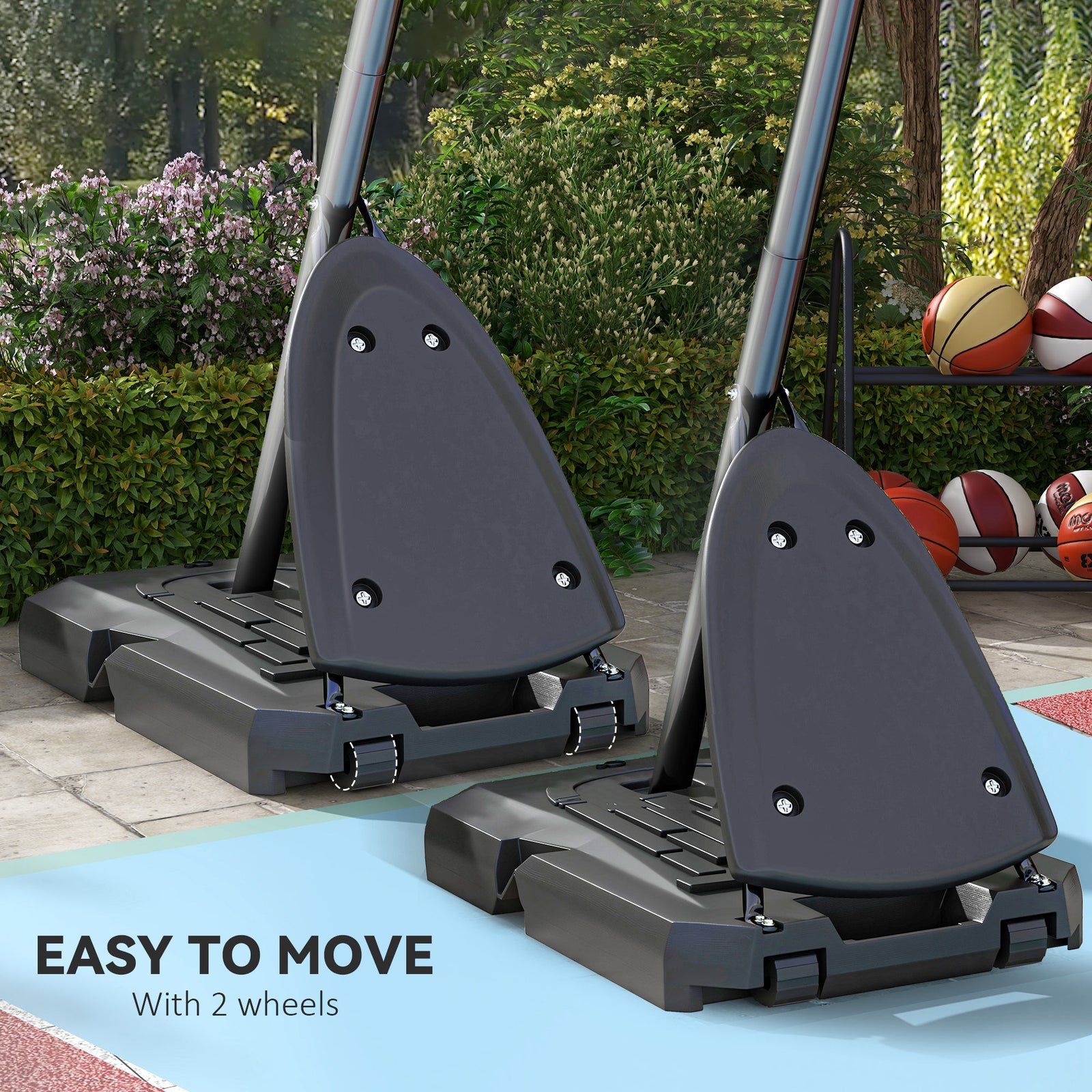 Adjustable Portable Basketball Hoop And Stand With Wheels | Red