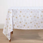 Gold Snowflake Christmas Tablecloth | 137 x 178cm | White