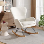 Contemporary Faux Wool Rocking Chair With Removable Cushion