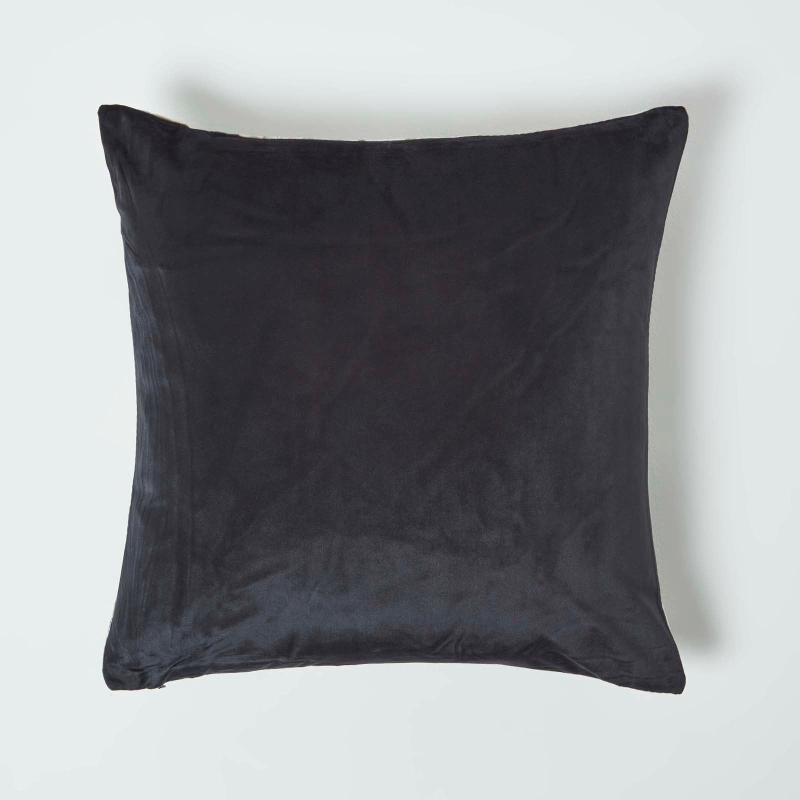 Floral Butterfly Garden Velvet Filled Cushion | 45cm x 45cm | Black & Grey