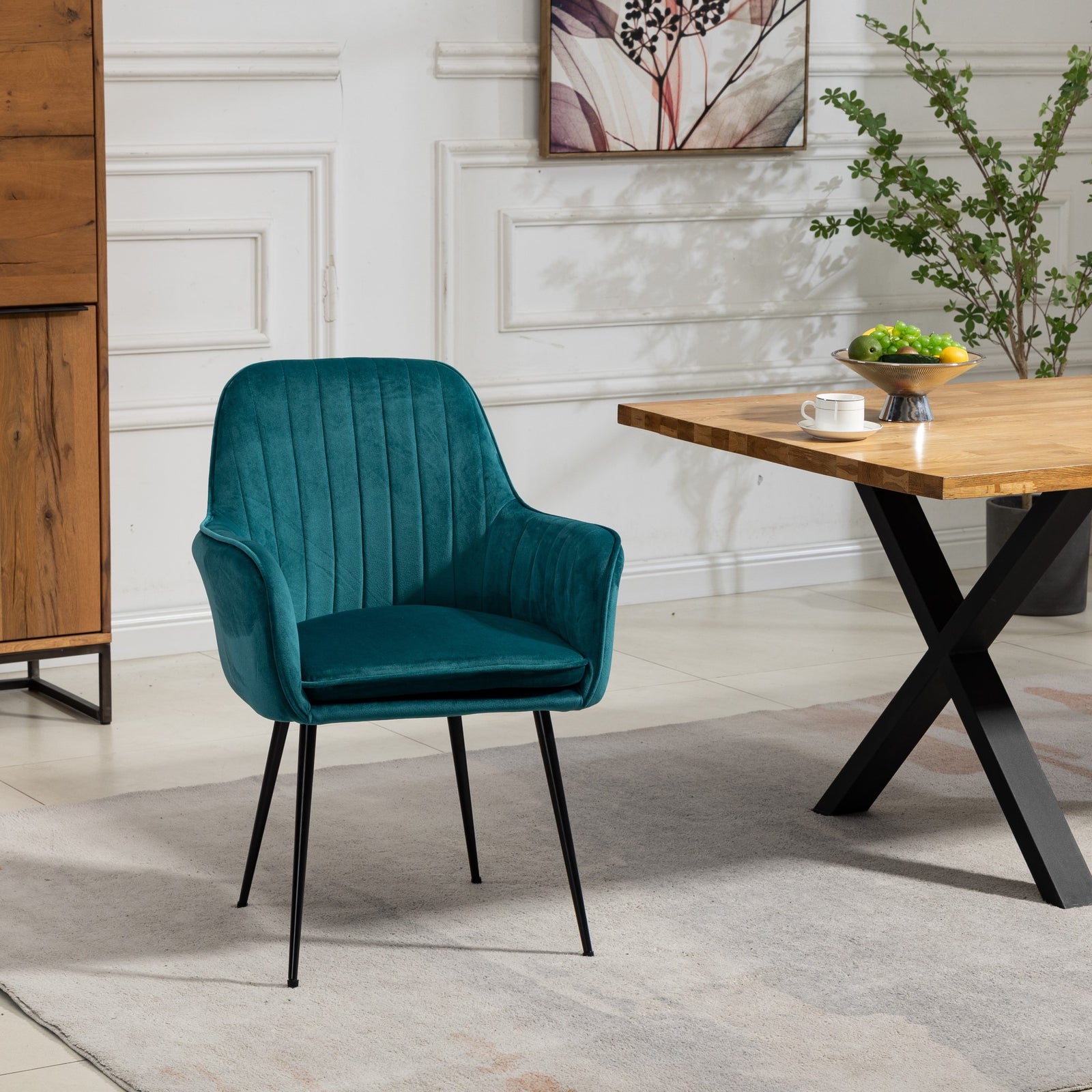 Set Of 2 Carrara Velvet Dining Chairs | Teal