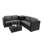 Rattan Modular 6 Piece Furniture Set | Black