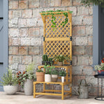 2 Tier Wooden Plant Stand With Trellis, Garden Bed | Yellow