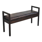 Gridline Bench, Upholestered Rich Black Leather, Black