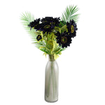 Artificial 100cm Purple Artificial Sunflower Arrangement Glass Vase