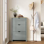 18-shoe Storage Cabinet 6 Shelves 3 Drawers Tabletop High | Light Grey