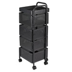 Multi-layer Storage Shelf Trolley 3/4/5 Tier Square Organizer Rack With Swivel Design For Kitchen | Medium | Black