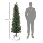5/6/7ft Artificial Pencil Christmas Tree Realistic Green/White | 6ft | Green