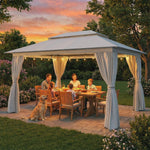 3 X 4 M Outdoor Garden Gazebo With Upf50+ Double roof | Dark Grey