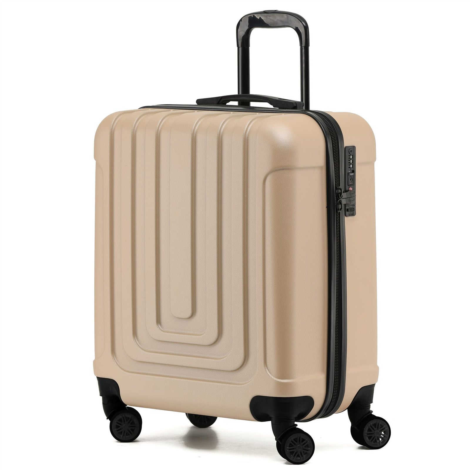 56x45x25cm Large Cabin Carry On Case - Overhead Luggage Suitcase - 4 Spinner Wheels - Abs Hard Shell Cabin Bag | Cabin | Champagne