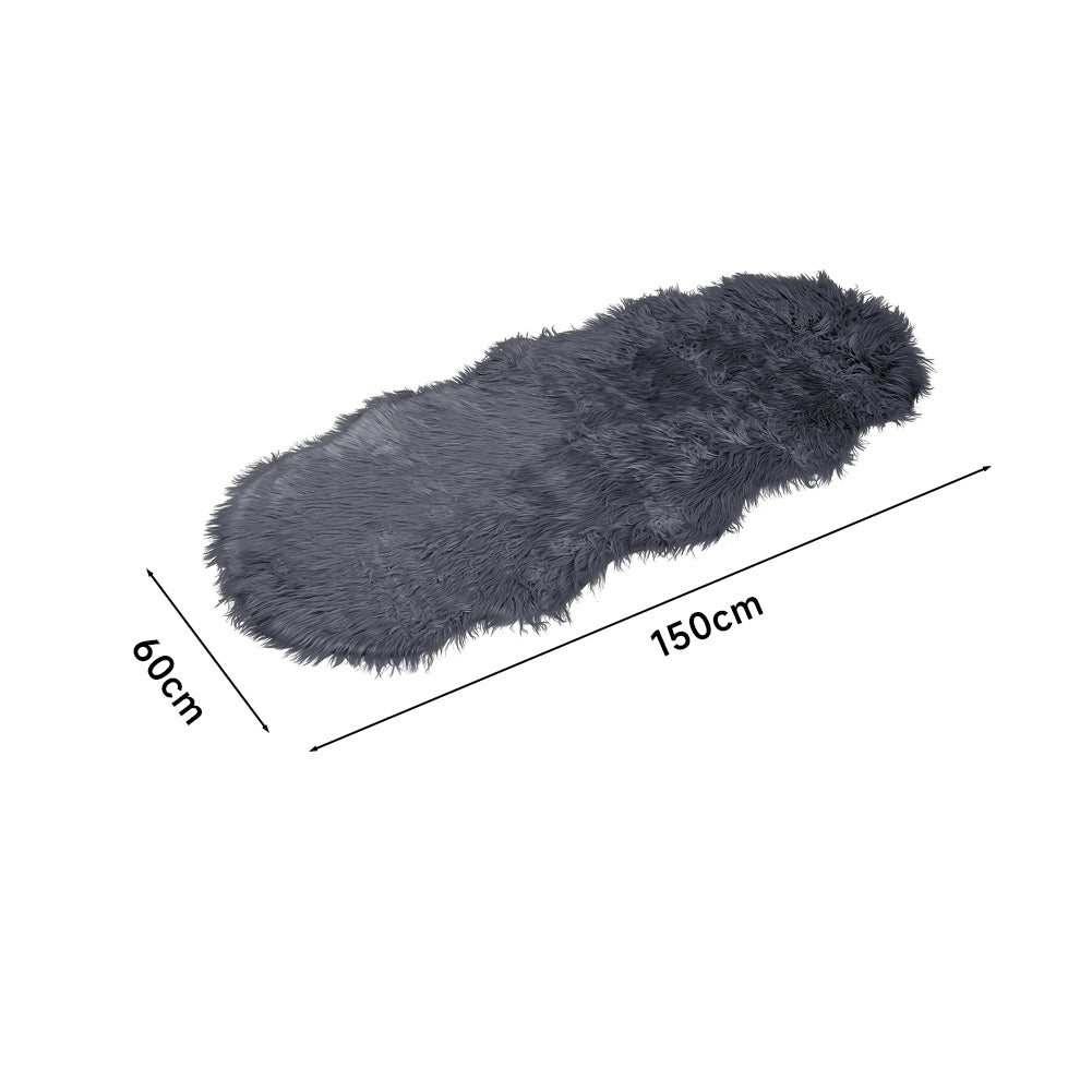 Faux Fur Sheepskin Rug | Dark Grey