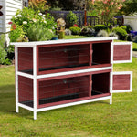 Two-tier Rabbit Hutch Large Elevated Wooden Bunny Cage W/ Removable Tray