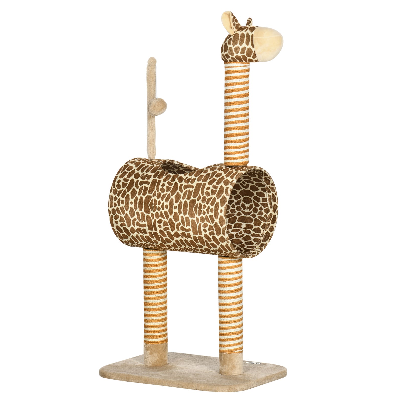 Cat Tree Cute Giraffe Kitten Play Tower W/ Scratching Posts, Tunnel, Ball