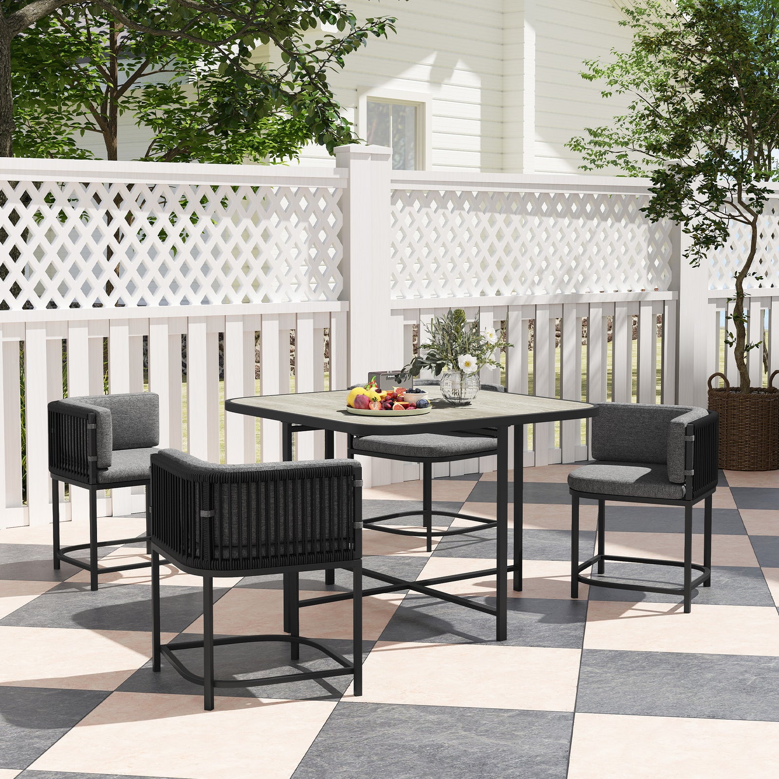 4 Seater Rattan Cube Garden Set With Cushions