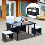 Rattan Garden Furniture Sofa Set W/ Table Chair Footrest | Black