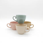Ceramic Coffee Mugs 4pc Set 15oz Large Tea Cups Assorted Colours Scrolled Handle