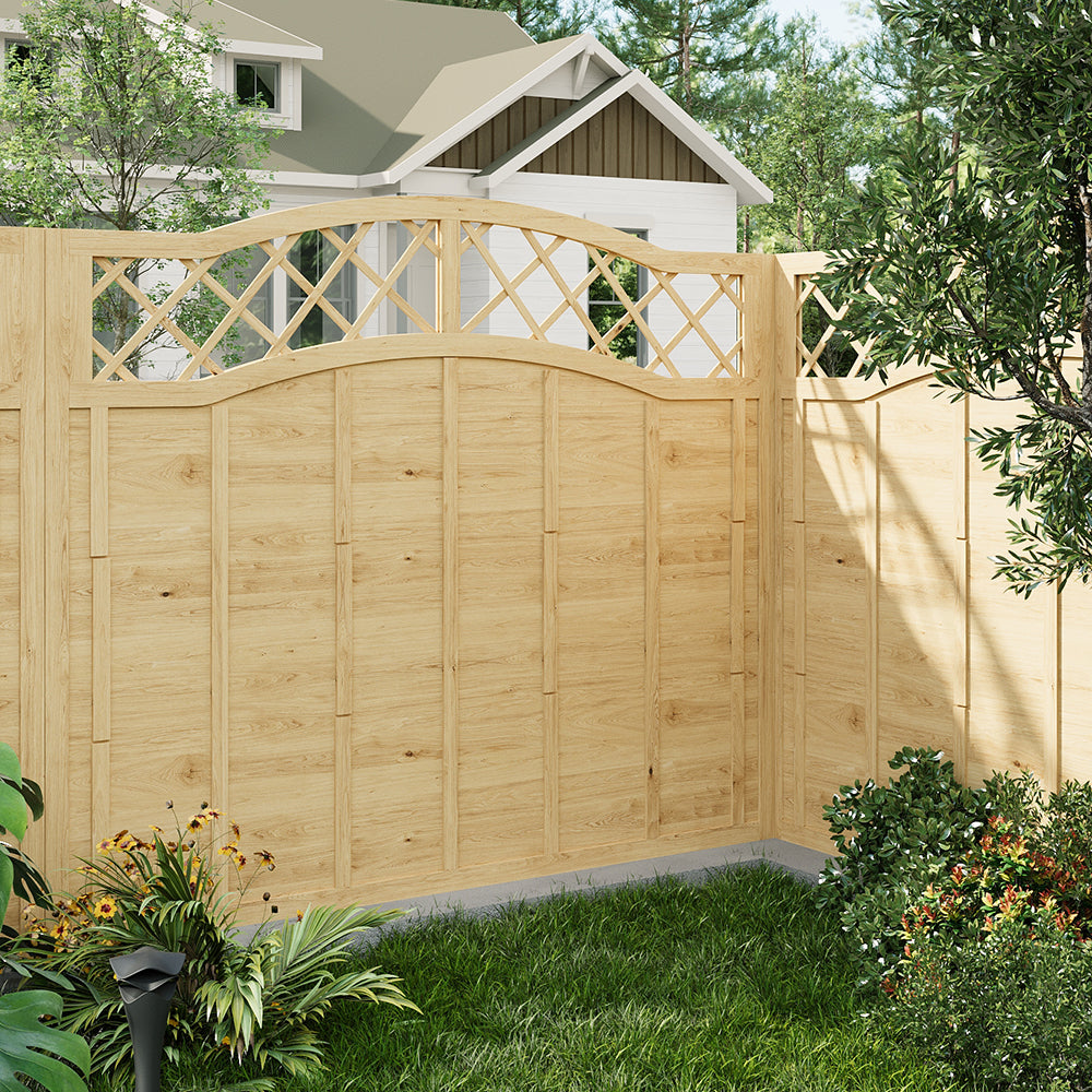 Spruce Wood Fence Panel With Arched Lattice Top 180cm W X 90/120/150/180cm H– Natural Finish, Durable, Easy Diy Garden Privacy Screen | Large