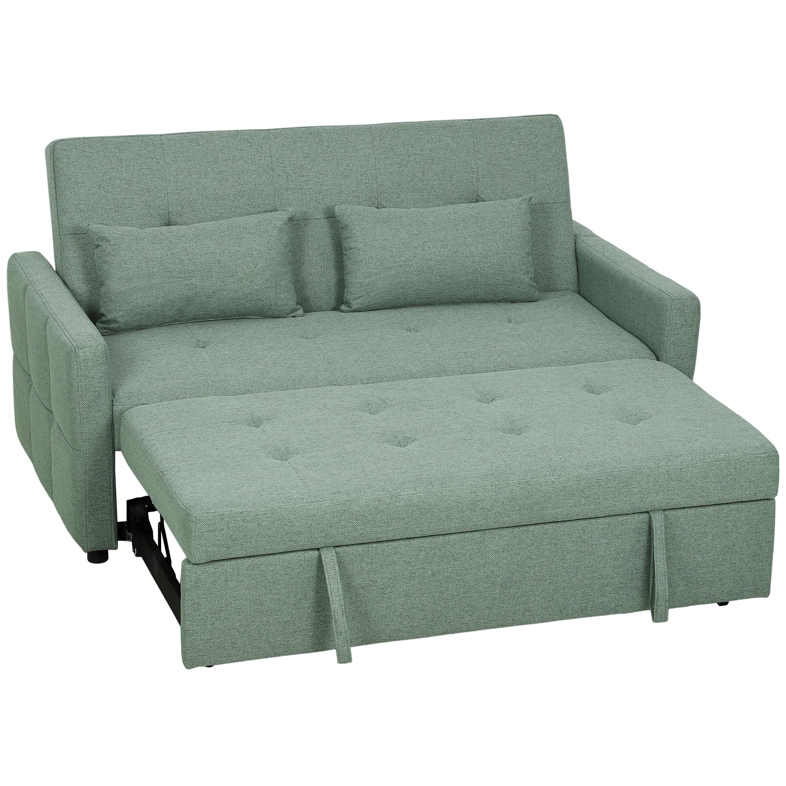 2 Seater Sofa Bed, Convertible Pull Out Bed Settee | Green