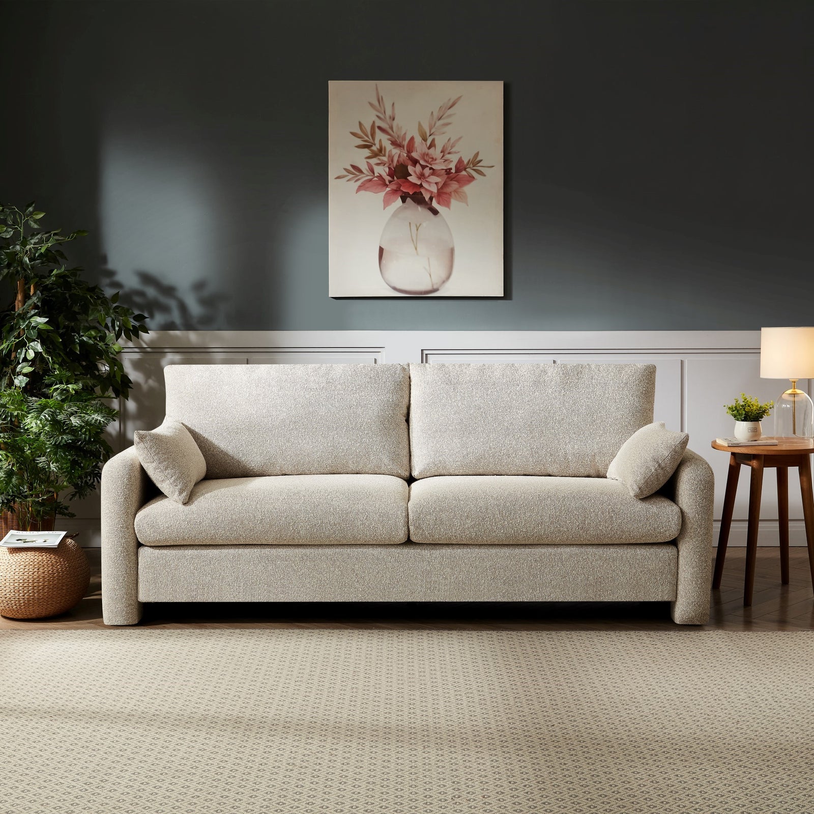 Shorewood 3 Seat Fabric Sofa | Light Beige