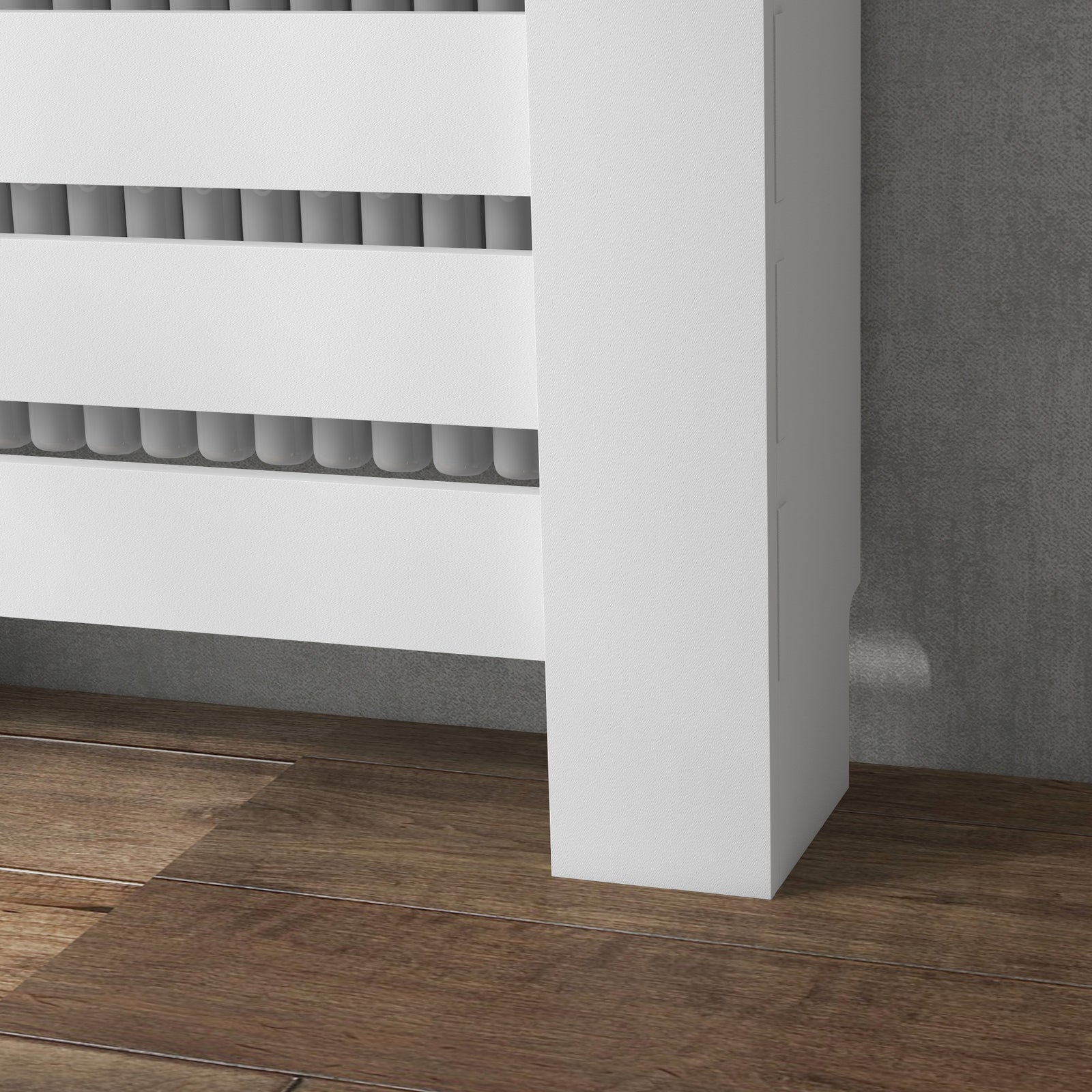 Radiator Cover With Drawer, Horizontal Slat | 78cm | White