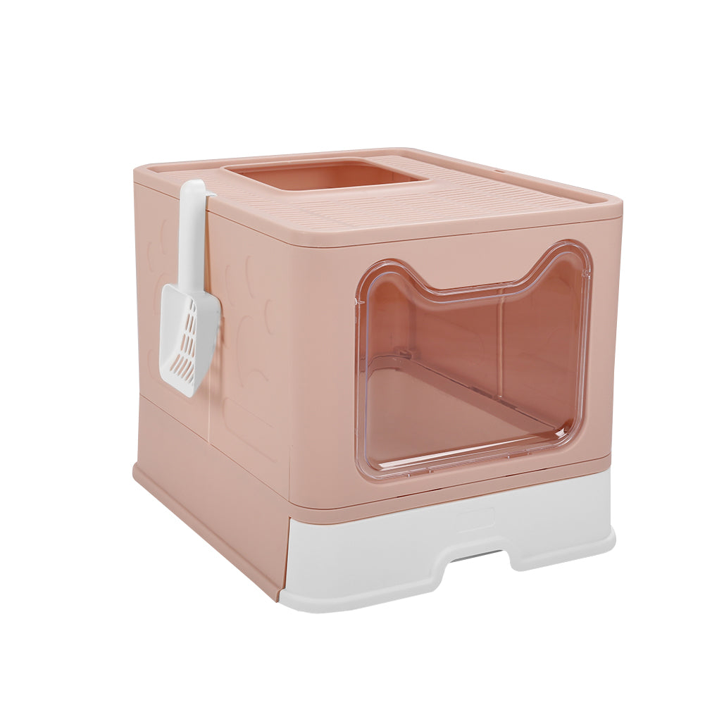 Hooded Odors Resistant Cat Litter Box-pink