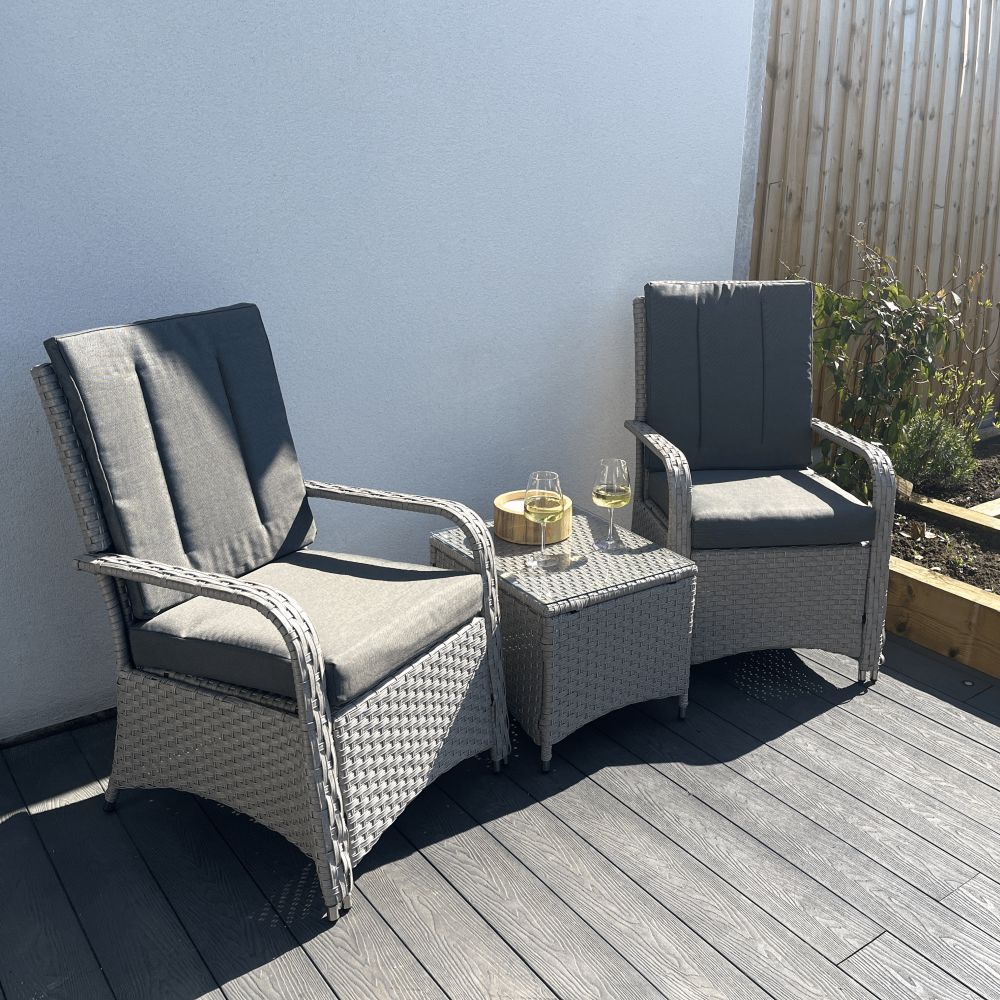 Indoor & Outdoor Living Leigh Wicker Rattan Natural Bistro Set With Outdoor Cushion