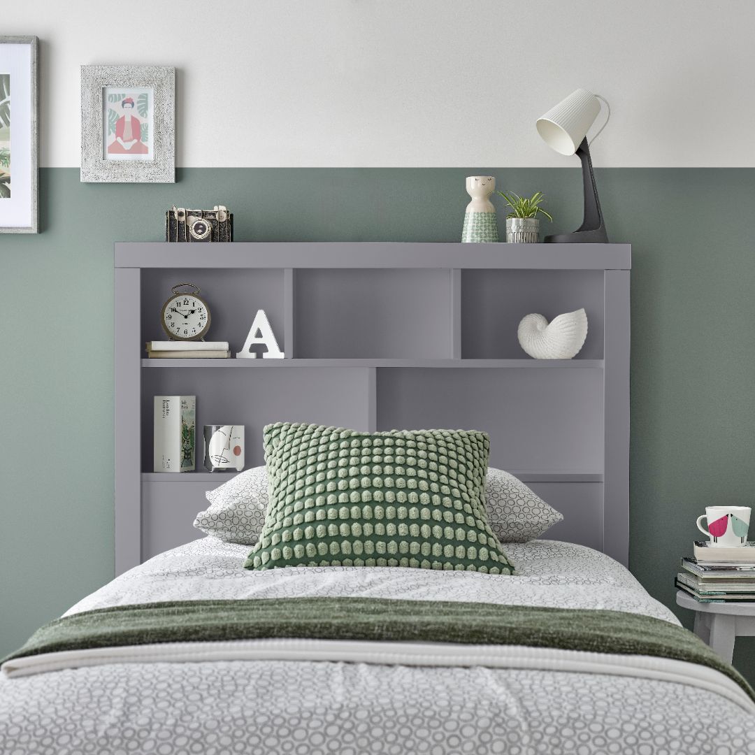 Oscar Wooden Bookcase Ottoman Storage Bed | Single | Grey
