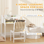 AIYAPLAY Kids Desk And Chair Set, Children Study Table With Storage, Natural
