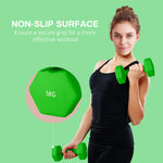 5kg Set Of 2 Dumbbells Hexagonal Weights Pair | Green
