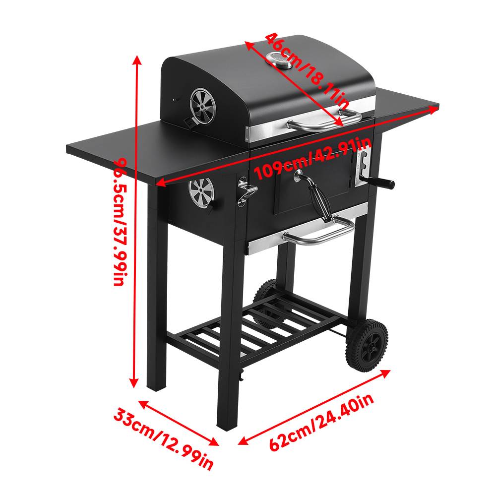 Outdoor Charcoal Grill With Side Tables