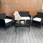 Stylish Amazon 4 Piece Garden Rattan Furniture Set For Indoor And Outdoor | Black