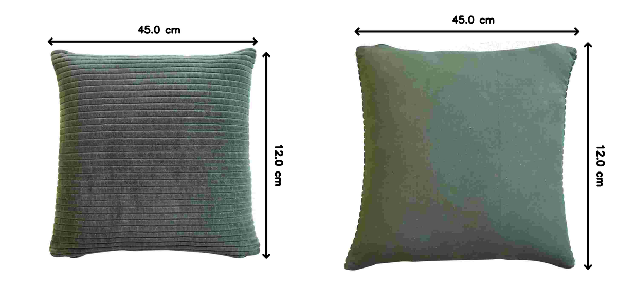 Ribbed Cushion Set, Velvet Fabric | Set of 2 | Green