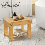 Bamboo Stool Footrest Bathroom 2-tier Shower Stool Bench Shoe Rack Seat | Natural