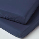Cotton Fitted Cot Sheets 200 Tc, 60 X 120 Cm, 2 Pack | Cot | Navy Blue