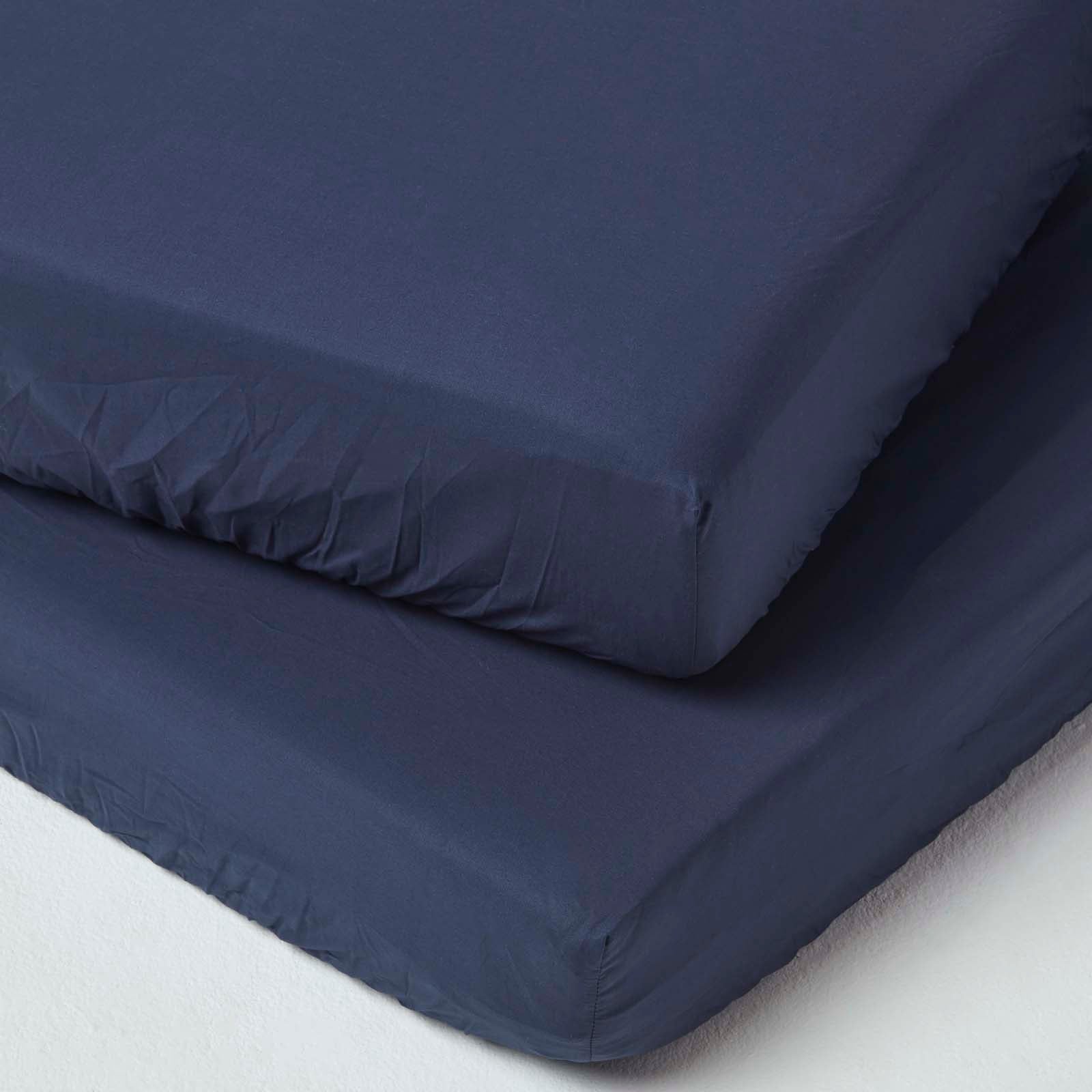 Cotton Fitted Cot Sheets 200 Tc, 60 X 120 Cm, 2 Pack | Cot | Navy Blue