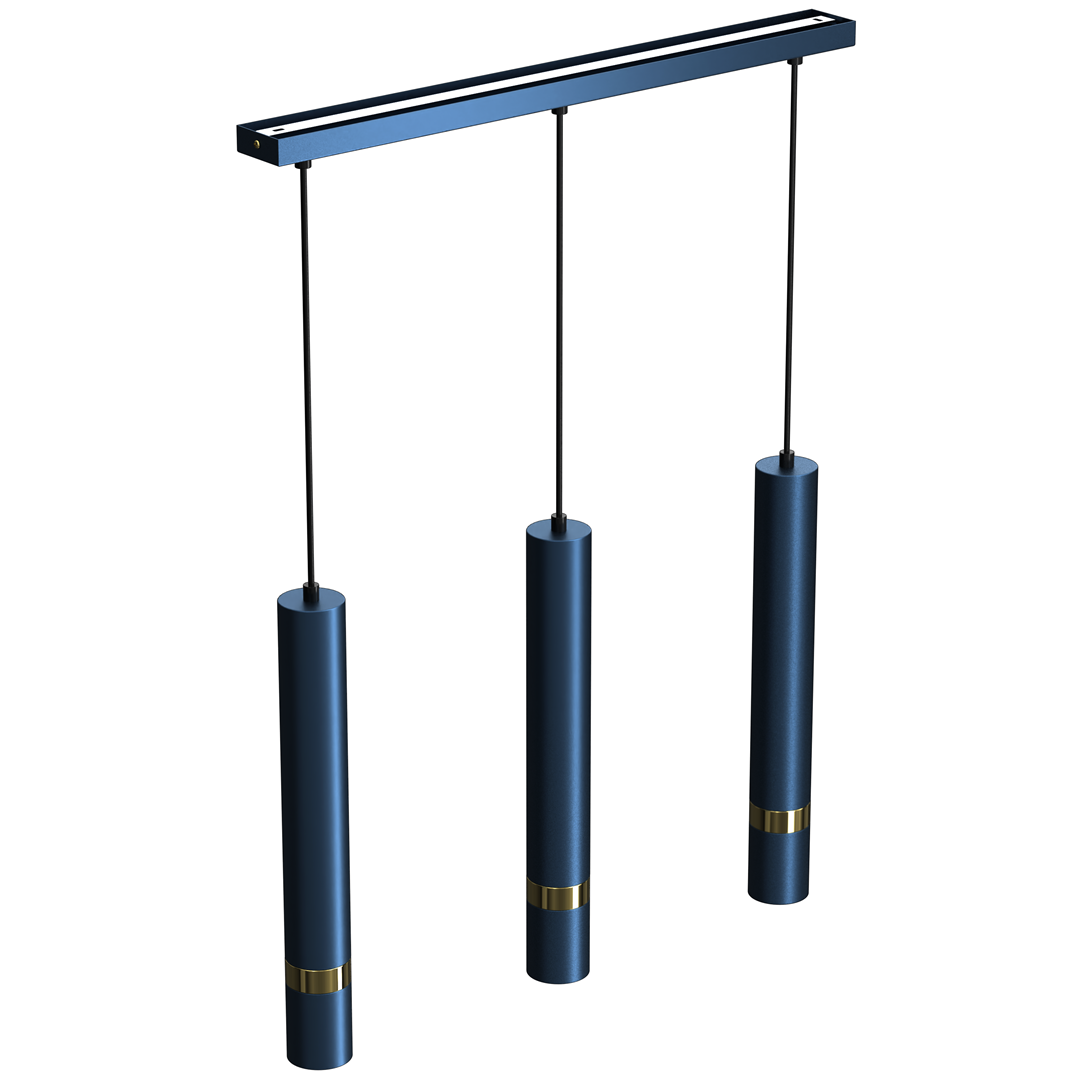 Joker Contemporary Pendant Lamp 3xgu10 Hand Made Cylindrical Style Light | Blue & Gold