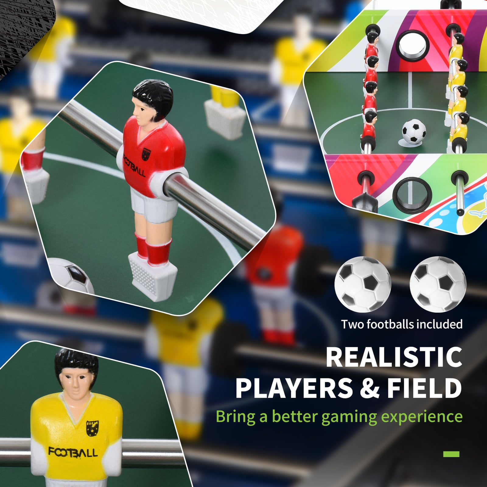 2.8ft Foosball Table Competition Sized For Indoor | Multi Colour