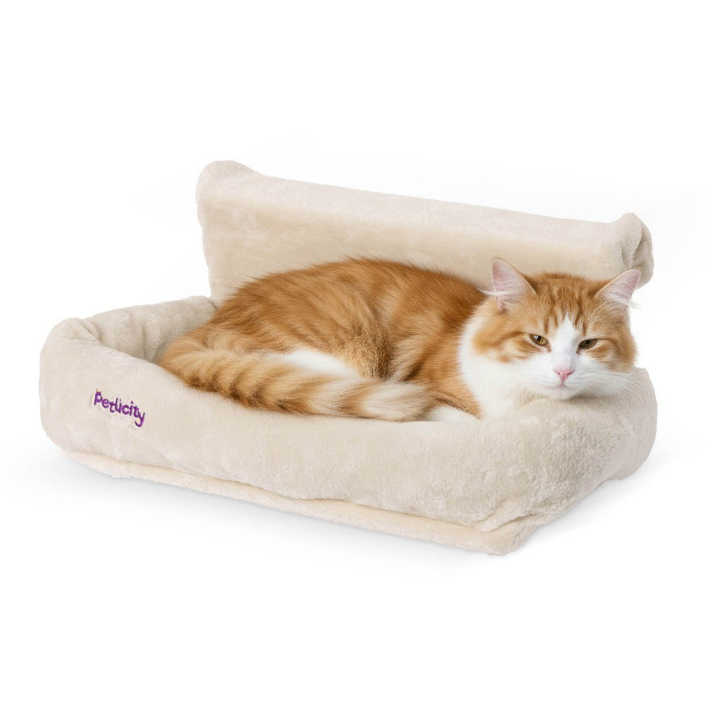 Cosy Padded Radiator Cat Bed Beige Foldable And Washable Design