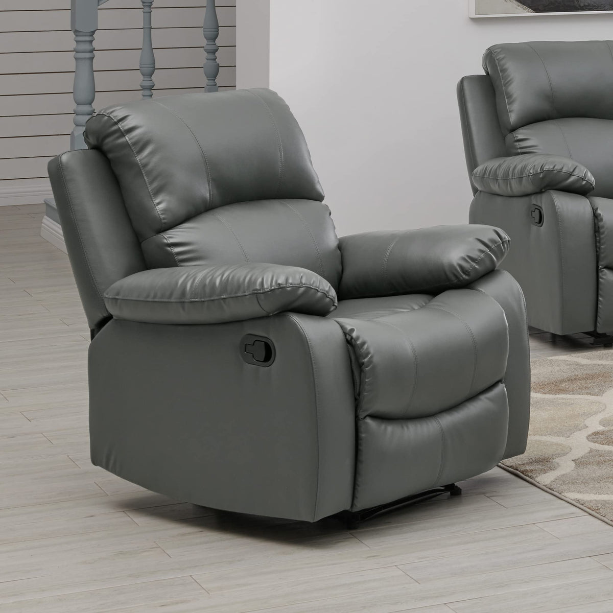 Manual Recliner Sofa 1 Seater Faux Leather | Grey