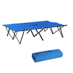 Double Camping Folding Cot Outdoor Portable Sleeping Bed | Blue