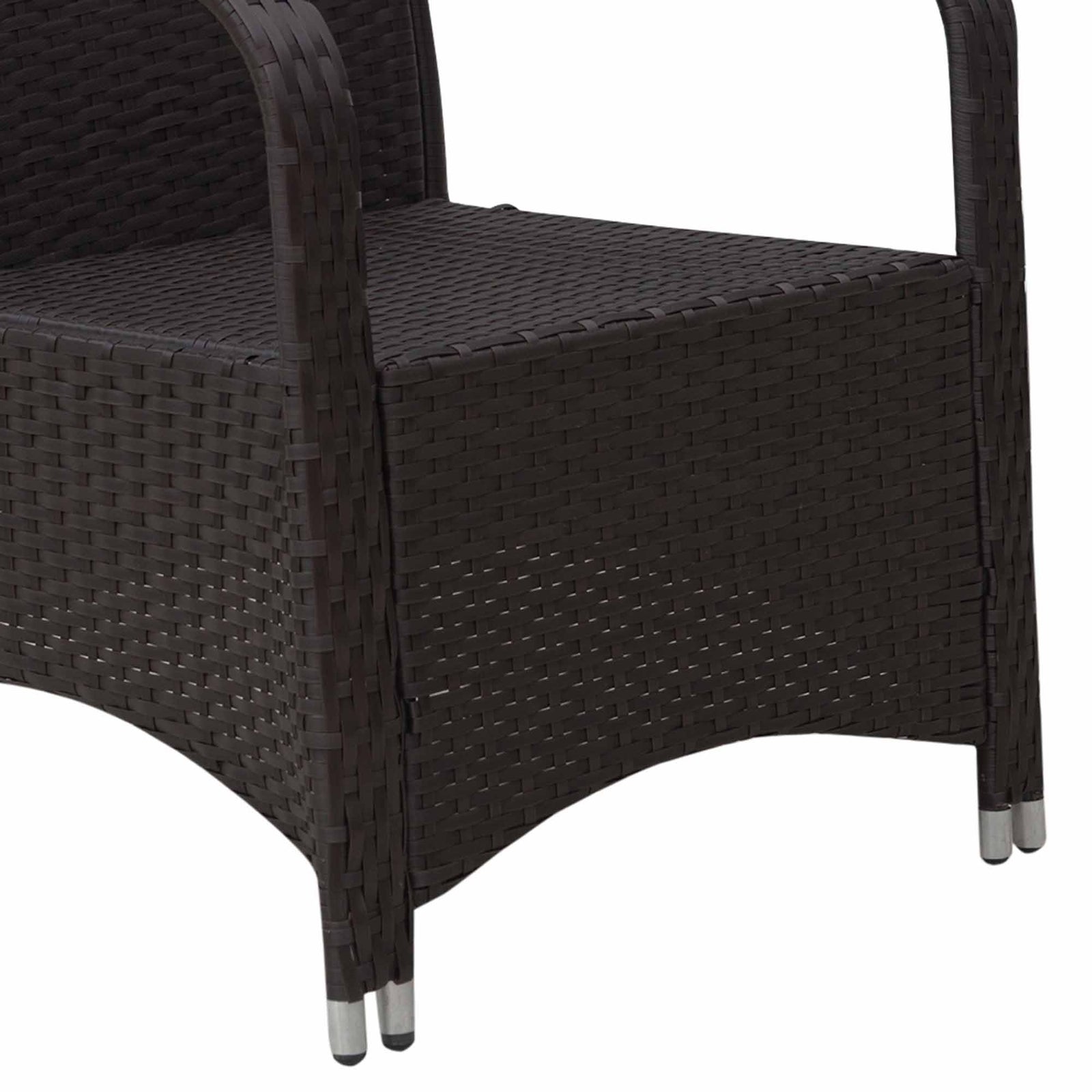 3pc Rattan Table Chair Bistro Garden Furniture Set Wicker | Cream