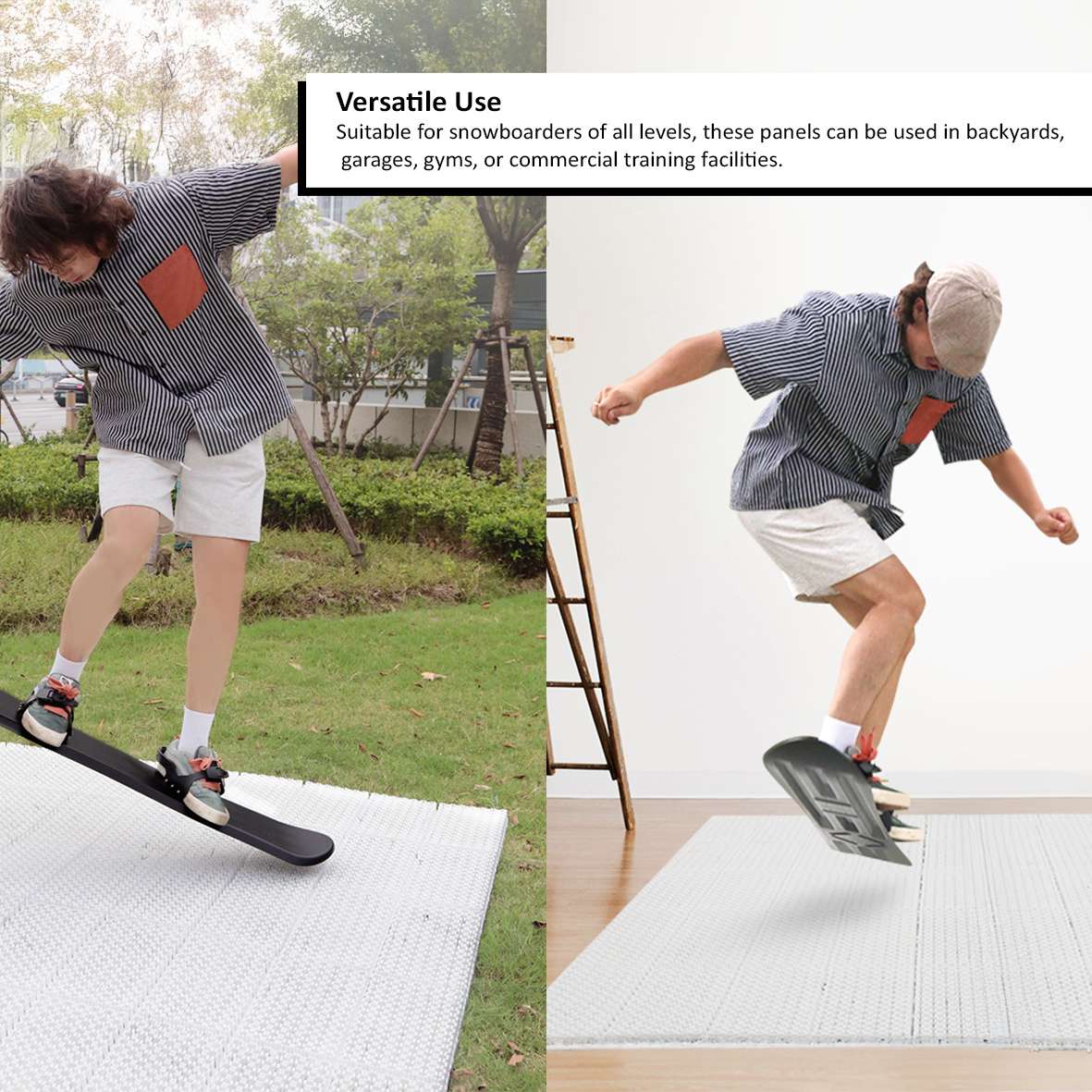 Snowboard Training Mat Set For Off Snow Practice | Set of 1 | White