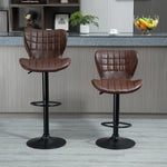 Bar Stools Set Of 2 Pu Leather Adjustable | Brown